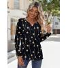 image:imageZeagoo Long Sleeve Shirts for Women Casual V Neck Fall Tops Dressy Summer Work Blouses ClothesGeometry Black