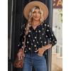 image:imageZeagoo Long Sleeve Shirts for Women Casual V Neck Fall Tops Dressy Summer Work Blouses ClothesGeometry Black