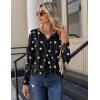image:imageZeagoo Long Sleeve Shirts for Women Casual V Neck Fall Tops Dressy Summer Work Blouses ClothesGeometry Black