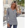 image:imageZeagoo Long Sleeve Shirts for Women Casual V Neck Fall Tops Dressy Summer Work Blouses ClothesHoundstooth