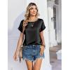 image:imageZeagoo Satin Blouse for Women Business Casual Outfit Short Sleeve Tops Crewneck Tshirt Silk Shirt Summer ClothesBlack