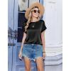 image:imageZeagoo Satin Blouse for Women Business Casual Outfit Short Sleeve Tops Crewneck Tshirt Silk Shirt Summer ClothesBlack