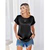 image:imageZeagoo Satin Blouse for Women Business Casual Outfit Short Sleeve Tops Crewneck Tshirt Silk Shirt Summer ClothesBlack