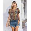 image:imageZeagoo Satin Blouse for Women Business Casual Outfit Short Sleeve Tops Crewneck Tshirt Silk Shirt Summer ClothesBobo Multicolor 721