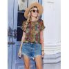 image:imageZeagoo Satin Blouse for Women Business Casual Outfit Short Sleeve Tops Crewneck Tshirt Silk Shirt Summer ClothesBobo Multicolor 721