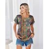 image:imageZeagoo Satin Blouse for Women Business Casual Outfit Short Sleeve Tops Crewneck Tshirt Silk Shirt Summer ClothesBobo Multicolor 721