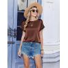 image:imageZeagoo Satin Blouse for Women Business Casual Outfit Short Sleeve Tops Crewneck Tshirt Silk Shirt Summer ClothesBrown