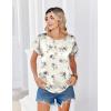 image:imageZeagoo Satin Blouse for Women Business Casual Outfit Short Sleeve Tops Crewneck Tshirt Silk Shirt Summer ClothesFloral Beige 1018