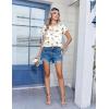 image:imageZeagoo Satin Blouse for Women Business Casual Outfit Short Sleeve Tops Crewneck Tshirt Silk Shirt Summer ClothesFloral Beige 1018