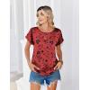 image:imageZeagoo Satin Blouse for Women Business Casual Outfit Short Sleeve Tops Crewneck Tshirt Silk Shirt Summer ClothesFloral Red 290