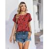 image:imageZeagoo Satin Blouse for Women Business Casual Outfit Short Sleeve Tops Crewneck Tshirt Silk Shirt Summer ClothesFloral Red 290