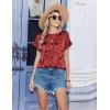image:imageZeagoo Satin Blouse for Women Business Casual Outfit Short Sleeve Tops Crewneck Tshirt Silk Shirt Summer ClothesFloral Red 290