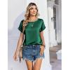 image:imageZeagoo Satin Blouse for Women Business Casual Outfit Short Sleeve Tops Crewneck Tshirt Silk Shirt Summer ClothesGreen