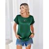 image:imageZeagoo Satin Blouse for Women Business Casual Outfit Short Sleeve Tops Crewneck Tshirt Silk Shirt Summer ClothesGreen
