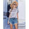 image:imageZeagoo Satin Blouse for Women Business Casual Outfit Short Sleeve Tops Crewneck Tshirt Silk Shirt Summer ClothesLight Grey
