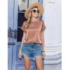 image:imageZeagoo Satin Blouse for Women Business Casual Outfit Short Sleeve Tops Crewneck Tshirt Silk Shirt Summer ClothesLight Khaki