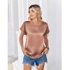 image:imageZeagoo Satin Blouse for Women Business Casual Outfit Short Sleeve Tops Crewneck Tshirt Silk Shirt Summer ClothesLight Khaki