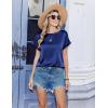 image:imageZeagoo Satin Blouse for Women Business Casual Outfit Short Sleeve Tops Crewneck Tshirt Silk Shirt Summer ClothesNavy Blue