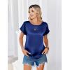 image:imageZeagoo Satin Blouse for Women Business Casual Outfit Short Sleeve Tops Crewneck Tshirt Silk Shirt Summer ClothesNavy Blue