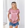 image:imageZeagoo Satin Blouse for Women Business Casual Outfit Short Sleeve Tops Crewneck Tshirt Silk Shirt Summer ClothesPink