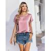image:imageZeagoo Satin Blouse for Women Business Casual Outfit Short Sleeve Tops Crewneck Tshirt Silk Shirt Summer ClothesPink