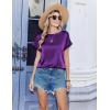 image:imageZeagoo Satin Blouse for Women Business Casual Outfit Short Sleeve Tops Crewneck Tshirt Silk Shirt Summer ClothesPurple