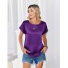 image:imageZeagoo Satin Blouse for Women Business Casual Outfit Short Sleeve Tops Crewneck Tshirt Silk Shirt Summer ClothesPurple