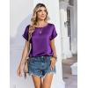 image:imageZeagoo Satin Blouse for Women Business Casual Outfit Short Sleeve Tops Crewneck Tshirt Silk Shirt Summer ClothesPurple