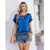 image:imageZeagoo Satin Blouse for Women Business Casual Outfit Short Sleeve Tops Crewneck Tshirt Silk Shirt Summer ClothesRoyal Blue