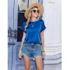 image:imageZeagoo Satin Blouse for Women Business Casual Outfit Short Sleeve Tops Crewneck Tshirt Silk Shirt Summer ClothesRoyal Blue