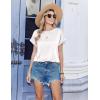 image:imageZeagoo Satin Blouse for Women Business Casual Outfit Short Sleeve Tops Crewneck Tshirt Silk Shirt Summer ClothesWhite