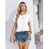 image:imageZeagoo Satin Blouse for Women Business Casual Outfit Short Sleeve Tops Crewneck Tshirt Silk Shirt Summer ClothesWhite