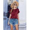image:imageZeagoo Satin Blouse for Women Business Casual Outfit Short Sleeve Tops Crewneck Tshirt Silk Shirt Summer ClothesWine Red
