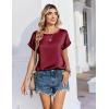 image:imageZeagoo Satin Blouse for Women Business Casual Outfit Short Sleeve Tops Crewneck Tshirt Silk Shirt Summer ClothesWine Red