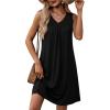 image:imageZeagoo Summer Dresses for Women 2026 Sleeveless Dress V Neck Tank Dress Pleated Floral Tshirt Sundresses with PocketsBlack