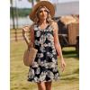 image:imageZeagoo Summer Dresses for Women 2026 Sleeveless Dress V Neck Tank Dress Pleated Floral Tshirt Sundresses with PocketsBlack Khaki Leaf
