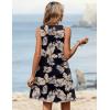 image:imageZeagoo Summer Dresses for Women 2026 Sleeveless Dress V Neck Tank Dress Pleated Floral Tshirt Sundresses with PocketsBlack Khaki Leaf