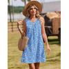 image:imageZeagoo Summer Dresses for Women 2026 Sleeveless Dress V Neck Tank Dress Pleated Floral Tshirt Sundresses with PocketsBlue Floral