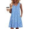 image:imageZeagoo Summer Dresses for Women 2026 Sleeveless Dress V Neck Tank Dress Pleated Floral Tshirt Sundresses with PocketsBlue Floral