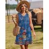 image:imageZeagoo Summer Dresses for Women 2026 Sleeveless Dress V Neck Tank Dress Pleated Floral Tshirt Sundresses with PocketsBlue Floral Print