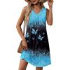 image:imageZeagoo Summer Dresses for Women 2026 Sleeveless Dress V Neck Tank Dress Pleated Floral Tshirt Sundresses with PocketsButterflyprinted
