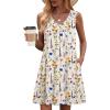 image:imageZeagoo Summer Dresses for Women 2026 Sleeveless Dress V Neck Tank Dress Pleated Floral Tshirt Sundresses with PocketsFloral3