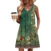 image:imageZeagoo Summer Dresses for Women 2026 Sleeveless Dress V Neck Tank Dress Pleated Floral Tshirt Sundresses with PocketsGreen Floral