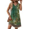 image:imageZeagoo Summer Dresses for Women 2026 Sleeveless Dress V Neck Tank Dress Pleated Floral Tshirt Sundresses with PocketsGreen Floral
