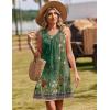 image:imageZeagoo Summer Dresses for Women 2026 Sleeveless Dress V Neck Tank Dress Pleated Floral Tshirt Sundresses with PocketsGreen Floral