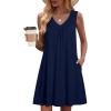 image:imageZeagoo Summer Dresses for Women 2026 Sleeveless Dress V Neck Tank Dress Pleated Floral Tshirt Sundresses with PocketsNavy Blue