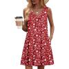 image:imageZeagoo Summer Dresses for Women 2026 Sleeveless Dress V Neck Tank Dress Pleated Floral Tshirt Sundresses with PocketsRedfloral