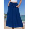 image:imageZeagoo Womens 2026 Boho Floral Skirt Casual Elastic High Waist Maxi Skirts Flowy A Line Beach Long Skirt with Side PocketsBlue Color