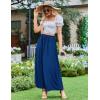 image:imageZeagoo Womens 2026 Boho Floral Skirt Casual Elastic High Waist Maxi Skirts Flowy A Line Beach Long Skirt with Side PocketsBlue Color