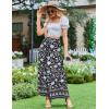 image:imageZeagoo Womens 2026 Boho Floral Skirt Casual Elastic High Waist Maxi Skirts Flowy A Line Beach Long Skirt with Side PocketsBohemian Navy